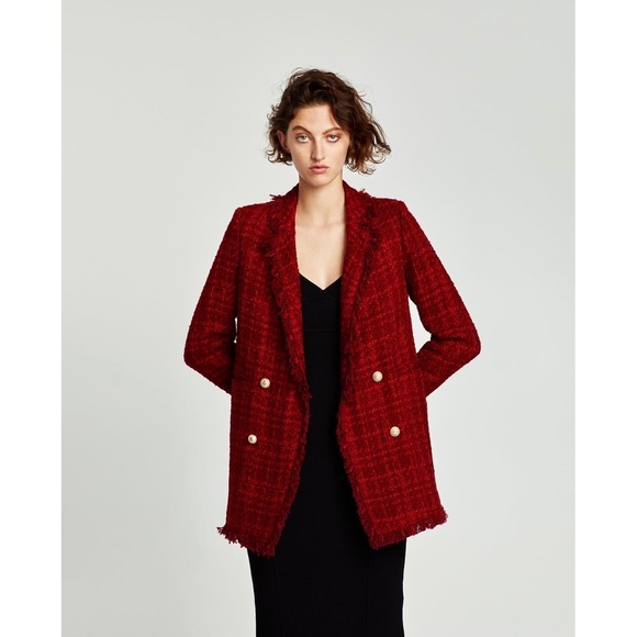 Zara Jackets & Blazers - [Zara] Red Tweed Blazer